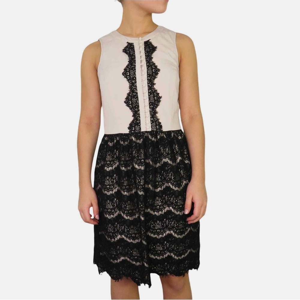 Sleeveless Dress with Black Lace Detail